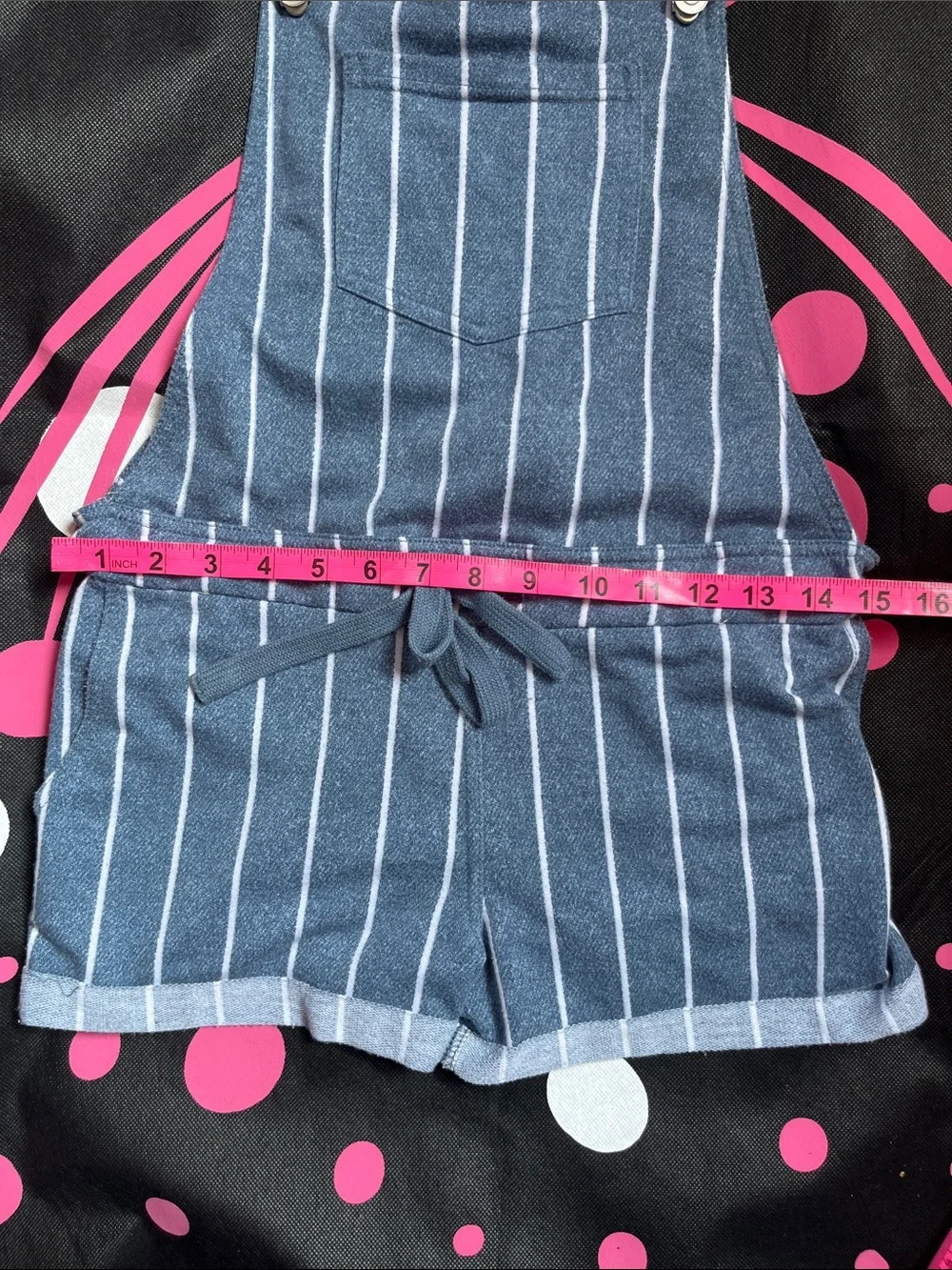 Women’s stripe soft feel jean look style bibs MEDIUM